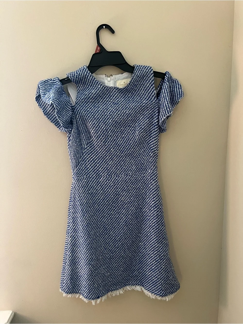 Kate Spade Blue Tweed Cold-Shoulder A-Line Dress Size 0